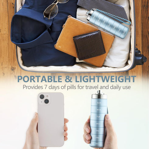 Mossime Stackable Metal Pill Organizer, Waterproof Travel Pill Box, Large Aluminum Alloy Container, 7 Day Daily