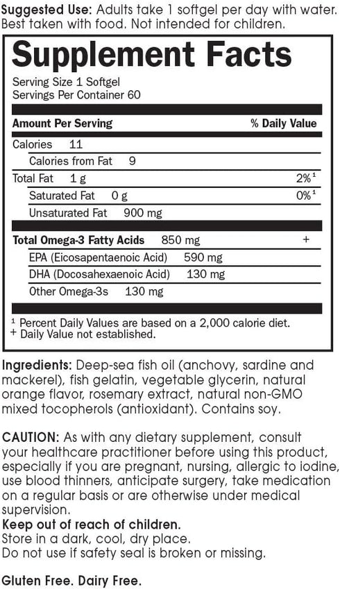Garden of Life EPA/DHA Omega 3 Fish Oil - Minami Natural Supplement for Brain Function, Heart & Mood - 60 Softgels