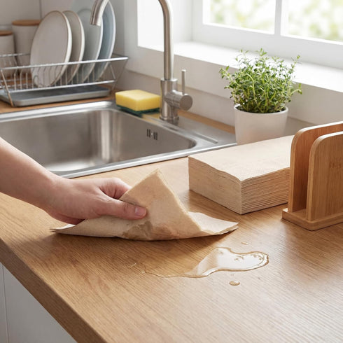WILLBOND 300 Count Disposable Paper Napkins Bulk Bamboo Paper Towels Disposable Hand Towels for Bathroom Eco Unbleached