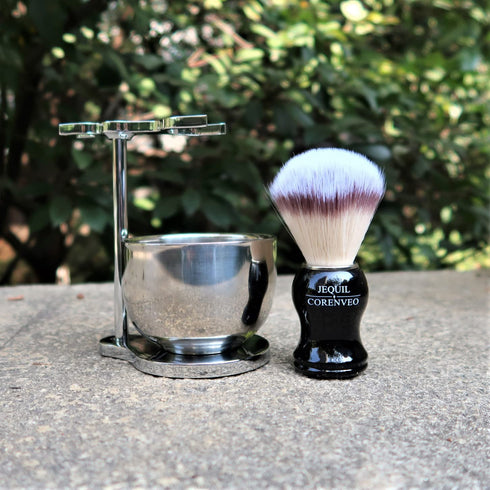 Shaving Set for Men, 3 in 1 Grooming Set with Shaving Brush, Bowl, Razor & Brush Stand