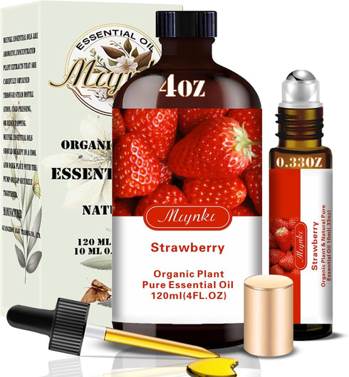 Set, 16oz 4oz Lavender & Strawberry Essential Oils & Pure Natural Scent for Diffusers, Aromatherapy, Candle & Soap
