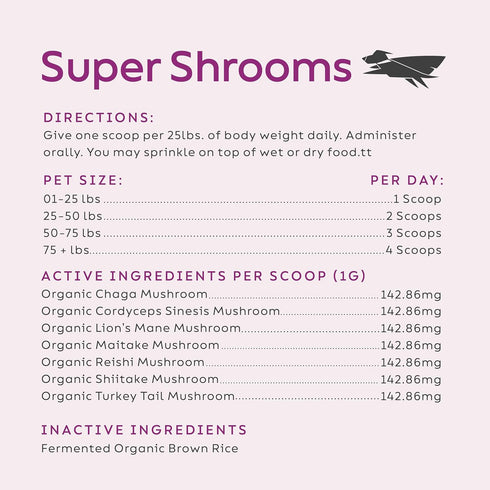 Immune 2.64 oz Immune Immunity, 7 Super Snouts Super Shrooms Mushroom Support Supplement for Dogs and Cats, - Made
