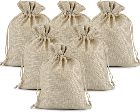 25/50/100PCS Burlap Gift Bags, Lucky Monet Wedding Hessian Jute Bags with Drawstring for Birthday, Party, Wedding