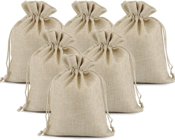 25/50/100PCS Burlap Gift Bags, Lucky Monet Wedding Hessian Jute Bags with Drawstring for Birthday, Party, Wedding