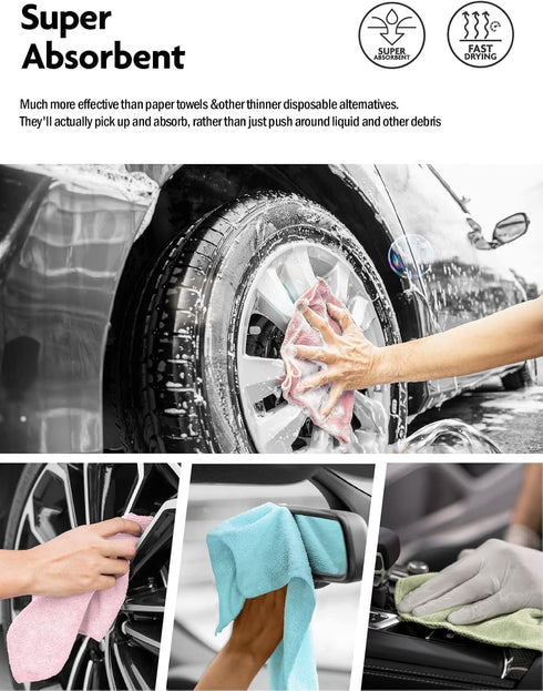 Microfiber Cleaning Cloth Roll - 75 Pack, 12" x 12", Reusable Washable Rags (White)