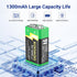 KOOAQQ 6-Pack 9v 2 1 1300mAh 9 Rechargeable Batteries, USB-C Recharge with in Charging Cable, Volt Lithium Quare