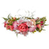 Women Floral Crown Boho Flower Headband, Hair Wreath Floral Halo Headpiece with Ribbon for Wedding Party Photos.