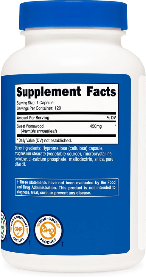 Nutricost Wormwood Capsules, 450mg, 120 Vegetarian Caps, Gluten Free and Non-GMO