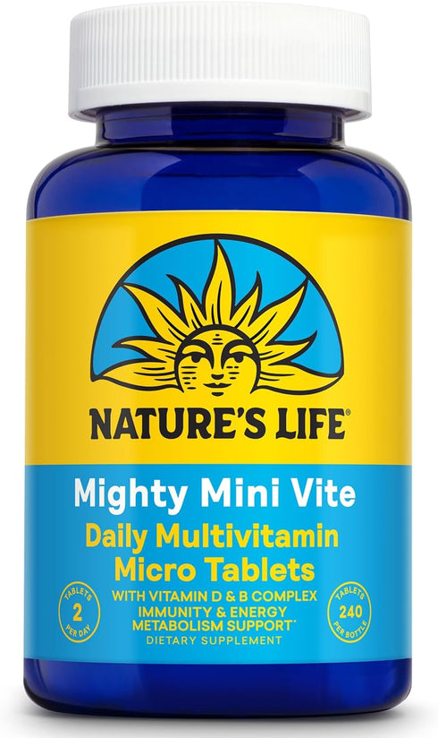 Nature's Life Mighty Mini Vite - Daily Multivitamin for Women and Men, 120 Servings, 240 Micro Tablets, Vitamin D and B