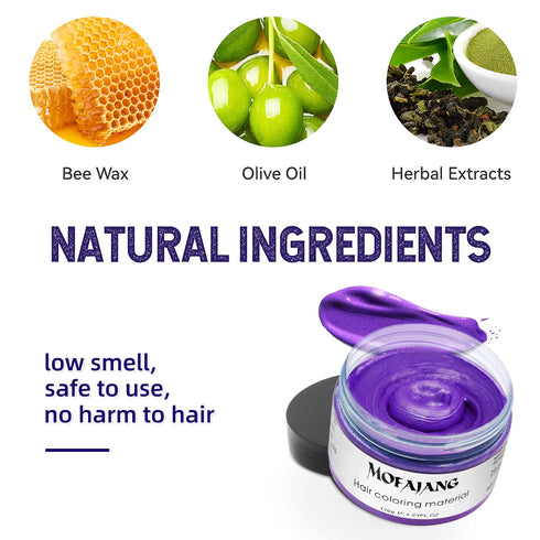 Purple Hair Styling Wax - SOVONCARE Instant Hairstyle Cream, Unisex Hair Pomade for Party Cosplay