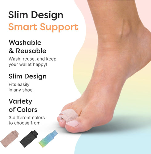 Hammer Hammertoe 4 Count ZenToes Toe Corrector for Women & Men - Reusable Fabric Buddy Wraps for Broken Toes