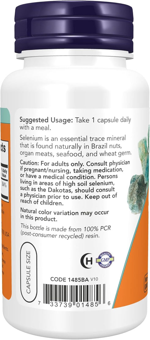 NOW Supplements Selenium (L-Selenomethionine) 200 mcg, 90 Veg Capsules, Essential Mineral*