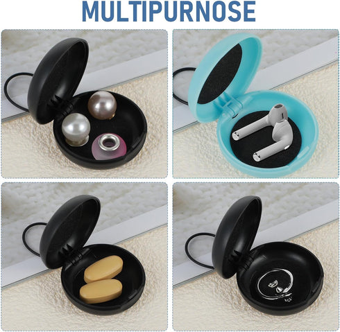 JJUNW 2pcs Pills(2) Earplug Cases, Ear Plug Carrying Cases, Mini Portable Earplug Case, Round Potable Ear Plug Holder