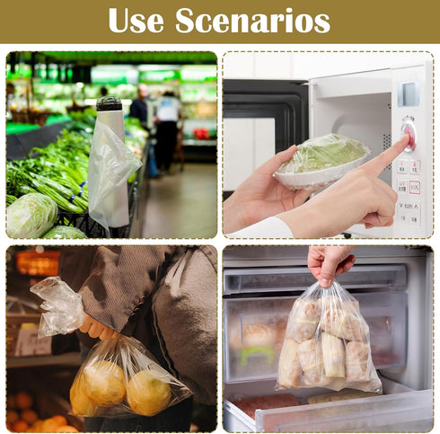 Limbeuuu 2 1000 2 (9.8 13.8 Inches) Rolls Plastic Produce Bags, Bags of Big Roll for Fruits, Vegetable, Bread, Clear