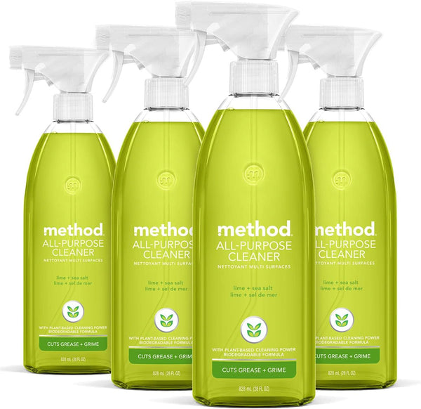 Method All-Purpose Cleaner Spray | Lime + Sea Salt | Plant-Based Biodegradable Formula, 28 Fl Oz (Pack of 4)