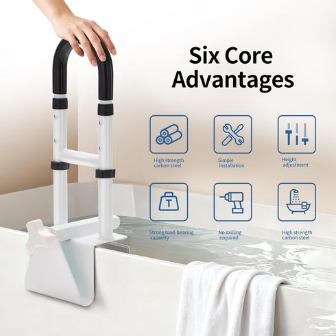 YUAN LIN 3.1 6.7 Inch 300 lbs Adjustable Bathtub Handle and Grab Bar, Bathtub Safety Rail with Non-Slip Grip