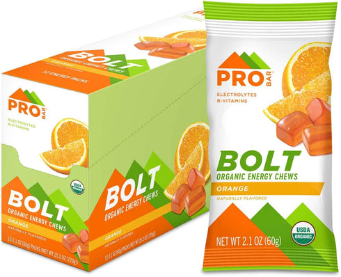 PROBAR - Bolt Organic Energy Chews, Orange, Non-GMO, Gluten-Free, Healthy Fast Fuel Gummies with Vitamins B & C, 2.1