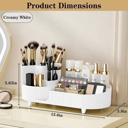 Rotating Makeup Organizer for Vanity | Large Spinning Makeup Storage with Brush Holder & Perfume Organizer
