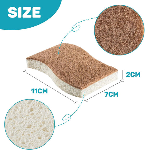 10PCS Natural Sponges for Dishes - Biodegradable Sponges Kitchen Eco Friendly Dish Sponge Non-Scratch Sponges for Cleaning Kitchen by MAQIHAN