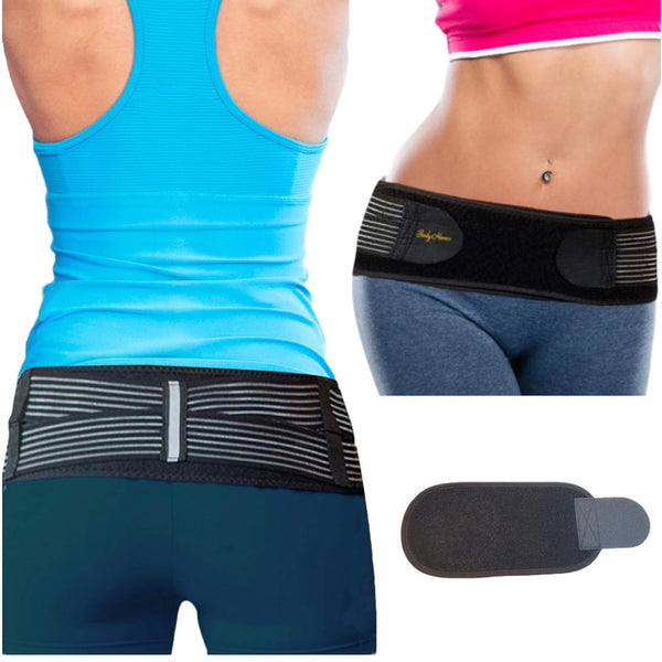 BodyMoves Sacroiliac Si Joint Hip Belt PLUS Extension - Stabilizing Brace for Inflammation Sciatica Pain Relief
