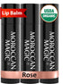 Moroccan Magic Organic Rose Lip Balm 3 Pack - Ultra-Hydrating Argan & Essential Oil Lip Moisturizer for Dry Lips