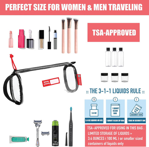 Rough Enough TSA Approved Clear Toiletry Bag for Women Travel Leakproof Makeup Organizer Case