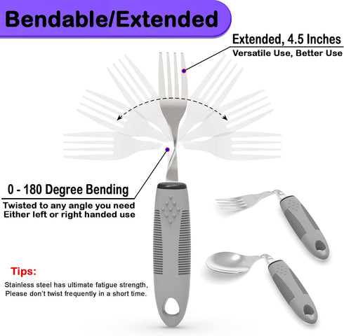 Weighted Silverware for Parkinson's Patients, Adaptive Eating Utensils for Hand Tremors, Built Up for Elderly