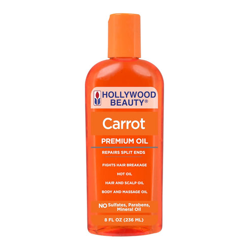 Hollywood Beauty Carrot Hair Oil, 8oz Bottle for Hair, Scalp, Skin, Nail