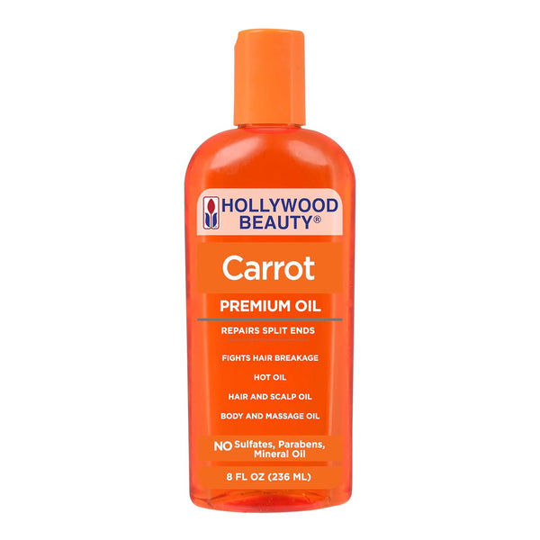 Hollywood Beauty Carrot Hair Oil, 8oz Bottle for Hair, Scalp, Skin, Nail