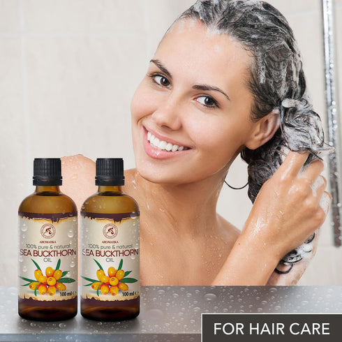 Sea Buckthorn Oil, 2pack of 2 x 3.4oz, Cold Pressed, Pure & Natural Carrier Oil for Hair, Face, Body Care