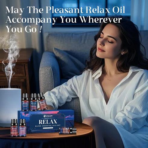 Set, 6x10ml Relax Eessential Oils Diffuser Oil for Home, Humidifiers, Candle Making, Aromatherapy - Stress Relief, Calm