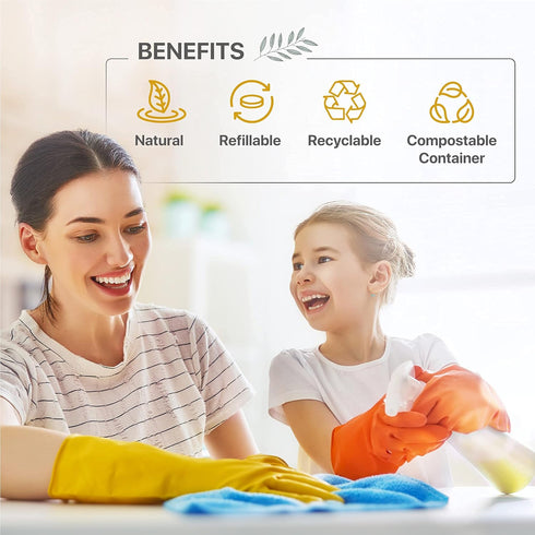 Nune Multi-Purpose Cleaner Refills - 6 Pack All Purpose Cleaning Tablets, 144 fl oz Total, Non-Toxic Lemon Fragrance