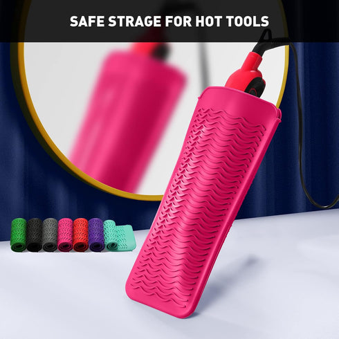 ZAXOP Resistant Silicone Mat Pouch for Flat Iron, Curling Iron, Hot Hair Tools (Hotpink)