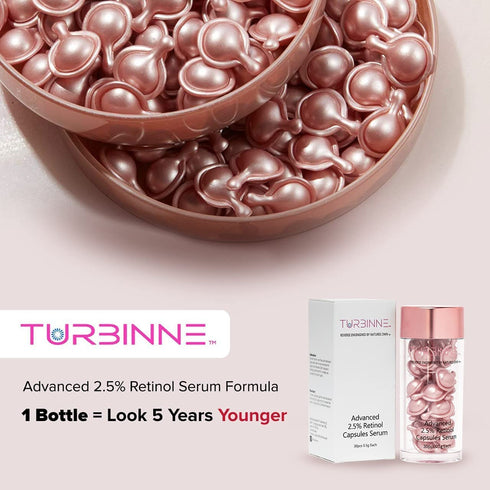 Pure 2.5% Retinol Serum Capsules, Powerful Anti-Aging, Deep Hydration, Brightening, Reduce Acne & Wrinkles (30 Count)