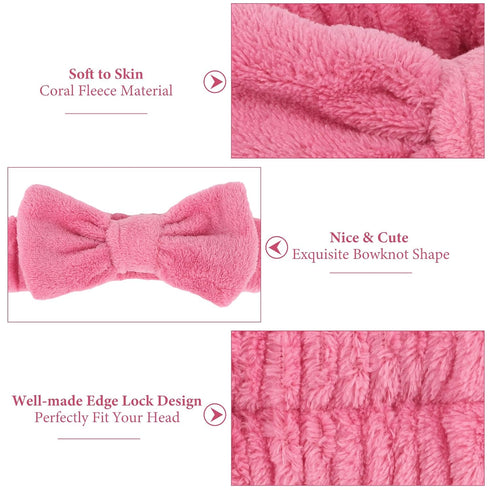 Ondder 8 Pcs Spa Headband Makeup Headband Fuzzy Skincare Headbands Terry Cloth Face Wash Headband Head Band for Skin Care Make Up Headbands for Women Makeup Bow Hair Band for Washing Face