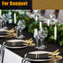 25 Set Plastic Silverware with Napkins, Wrapped Disposable Cutlery Set for Dinner Party Wedding, Black Gold
