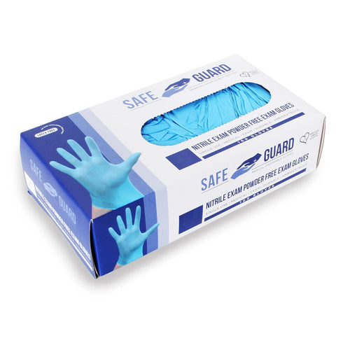 Safeguard Nitrile Disposable Gloves, Powder Free, Food Grade, 100 Count, Small Size, Blue