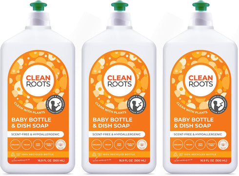 Baby Bottle & Dish Soap, Pack of 3 - EcoGarantie Certified, 100% Organic & Natural, Scent-Free