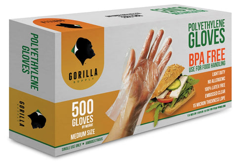 GORILLA SUPPLY 500 Count BPA Free Premium Disposable Gloves for Kitchen Food Handling, Latex & Powder Free