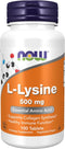 NOW Supplements L-Lysine, 500 mg, 100 Count - Amino Acid Supplement