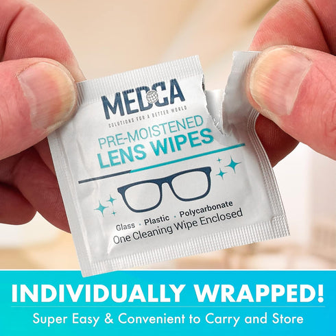 Premoistened Lens and Glass Cleaning Wipes, Pack of 200 - Quick Drying, Streak Free, Portable Travel Cleaner