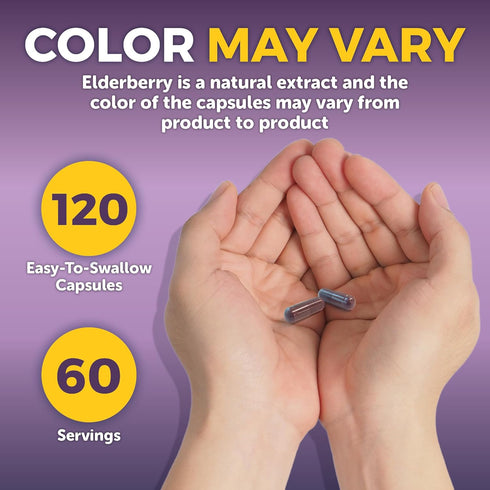 Viva Naturals Elderberry with Vitamin C and Zinc for Adults - 5 in 1 Sambucus Black Elderberry Capsules with Vitamin D3
