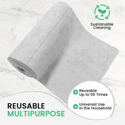Pure Microfiber Reusable Paper Towel - Microfiber Cleaning Cloth Roll, Lint-Free, Non-Abrasive, Highly Absorbent