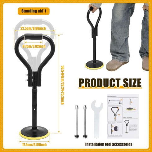 SPYMXGS 4 Mobility Aids Tool, Level Height Adjustable Standing Aid with Non Slip, Portable Standup Helper for Support