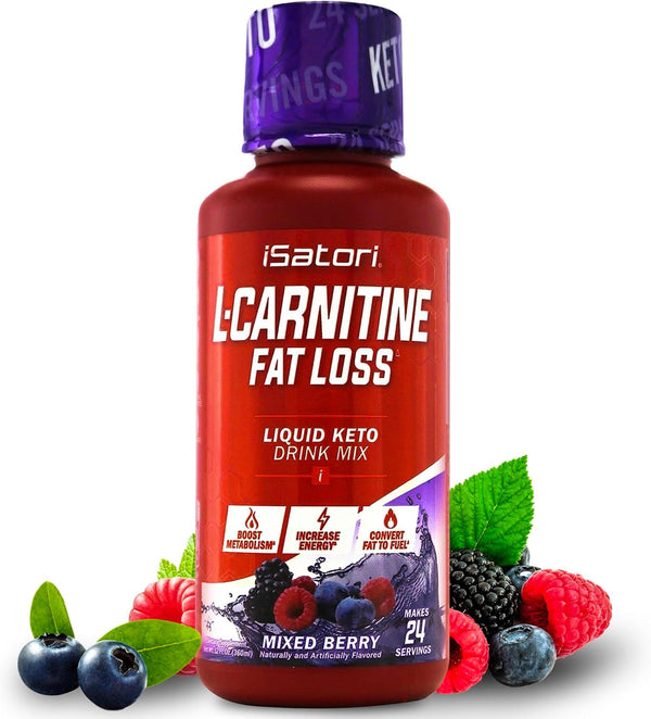 iSatori L-Carnitine 1500 Liquid with Acetyl L-Carnitine, Stimulant Free Energy, Keto-Friendly, Mixed Berry Flavor (24