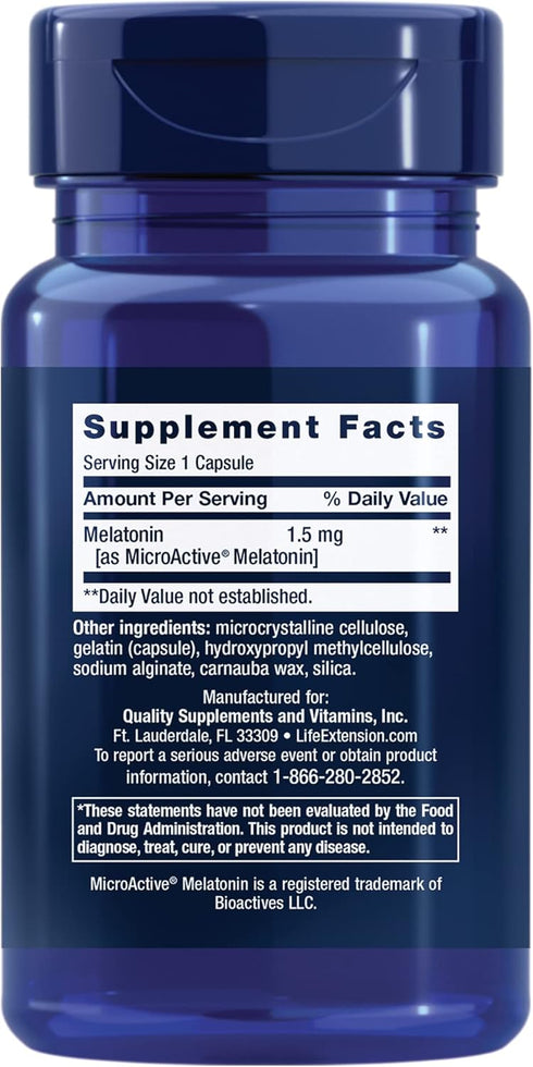 Life Extension Melatonin IR/XR, 1.5 mg, Immediate and Extended-Release Formula for Sleep Support, 60 Capsules