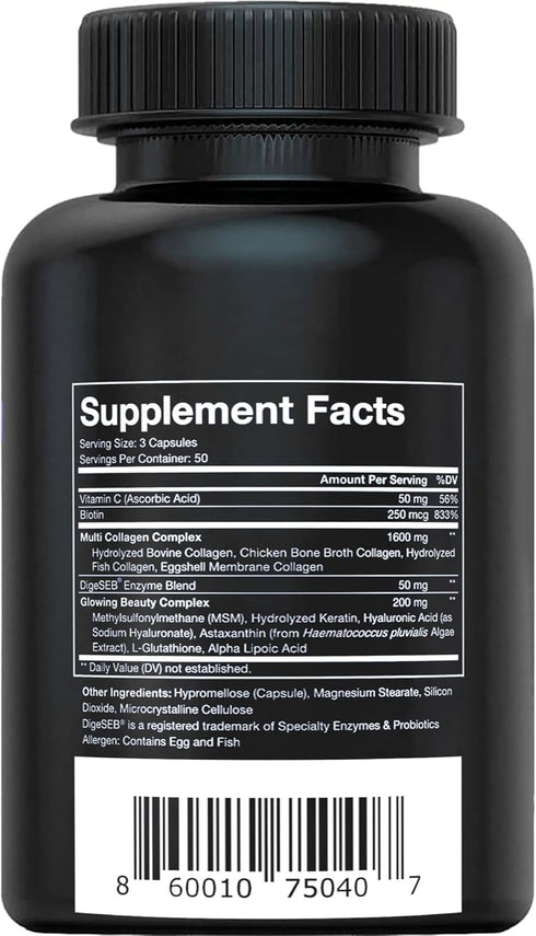 Vital Vitamins Multi Collagen Plus - Biotin, Hyaluronic Acid, Vitamin C for Hair Growth Support - 150 Pills