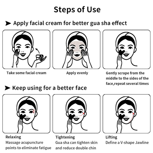 Gua Sha Facial Tools, Obsidian Gua Sha Tool for Face & Eye, Puffiness Reducing & Jawline Sculpting Stone for Skin Care
