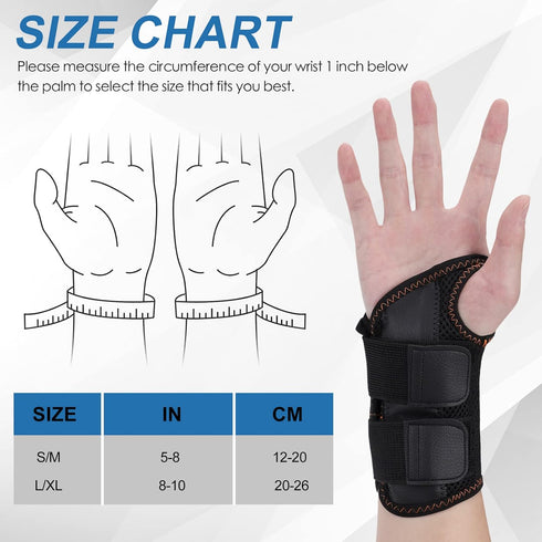 Wrist Brace for Carpal Tunnel, Night Sleep Support Splint with Compression Sleeve for Pain Relief (Left Hand, Black,