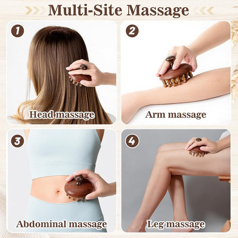 Xelsluthe Wooden Scalp Massager Head Massage Hair Brush, Manual Hair Scalp Scrubber Massager Tool, Gua Sha Brushes Body
